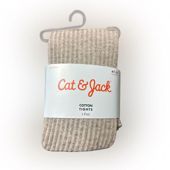 Nwt 4t-5t Cat & Jack Gray Ribbed Tights - Picture 1 of 2